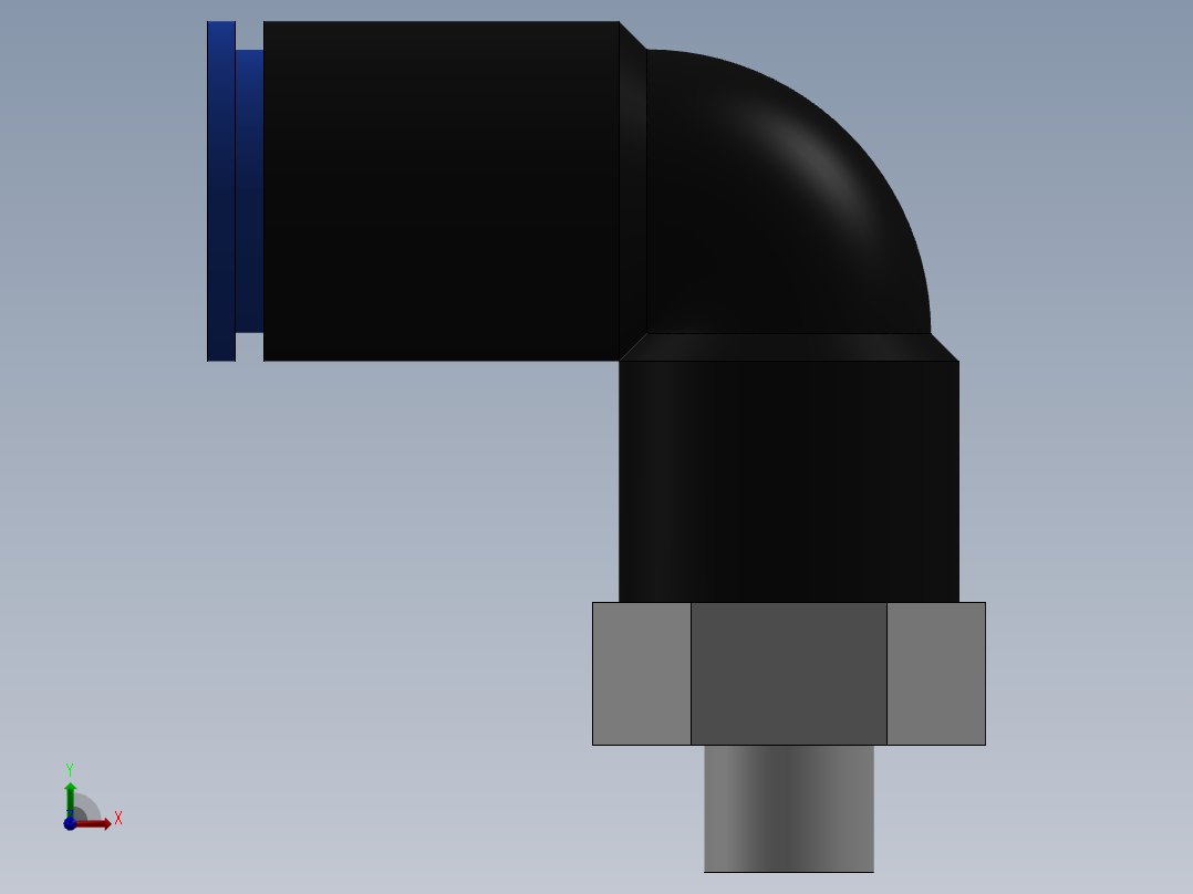 Ø6 x M6 COTOVELO 90° MACHO GIRAT. (C02470606)前视图