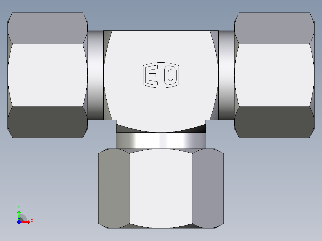 卡套式工业通用硬管接头EO_Union_tee_T10LLCF前视图