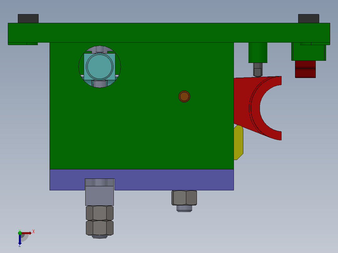831002拨叉加工工艺及铣φ60两侧面夹具设计【含三维SolidWorks】俯视图