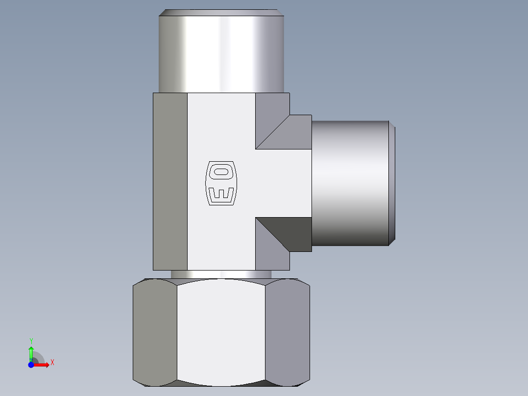 卡套式工业通用硬管接头EO_Swivel_nut_run_tee_EL10SOMD71前视图