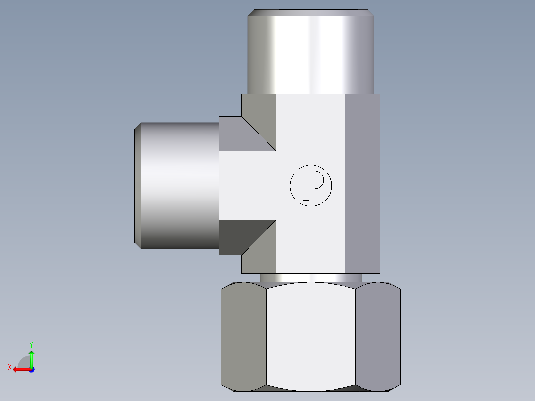 卡套式工业通用硬管接头EO_Swivel_nut_run_tee_EL10SOMD71后视图