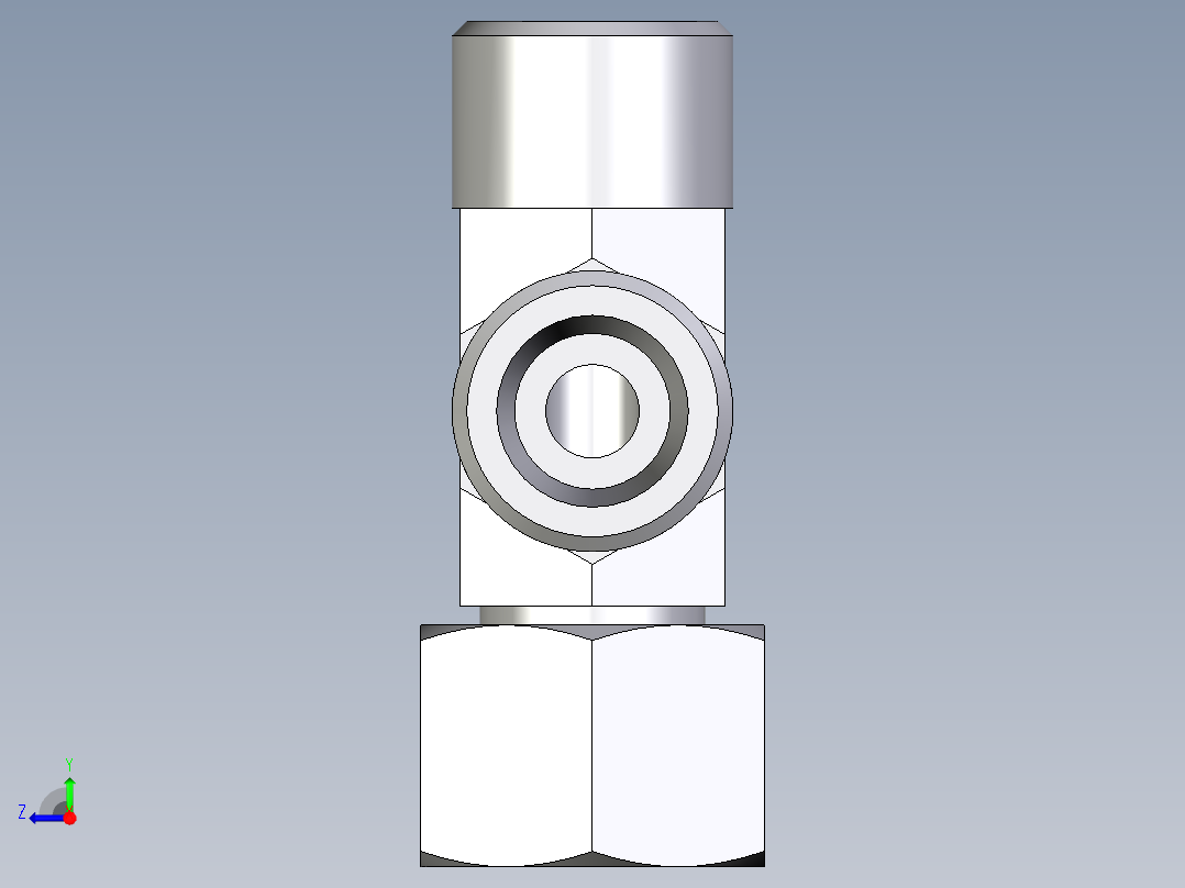 卡套式工业通用硬管接头EO_Swivel_nut_run_tee_EL10SOMD71右视图