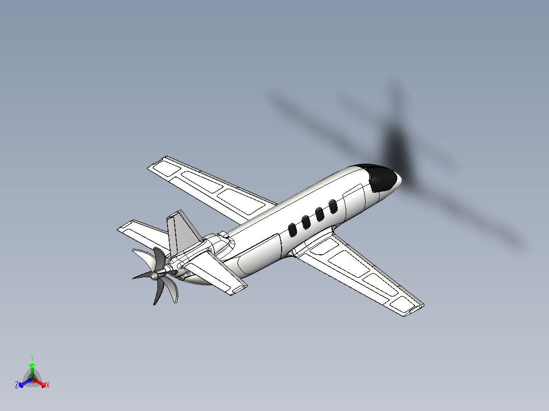 氢动力涡轮<span style='color: red'>螺旋桨飞机</span>造型3D图纸 STEP格式