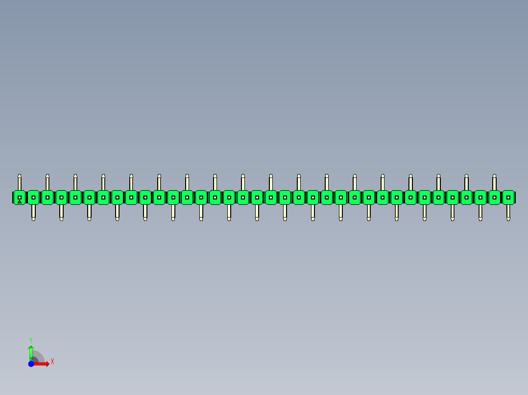 彩色公排针 100mil 2.54mm 系列-DS1022_green_36p_100mil_Type_SMT_R1_rev1.0前视图