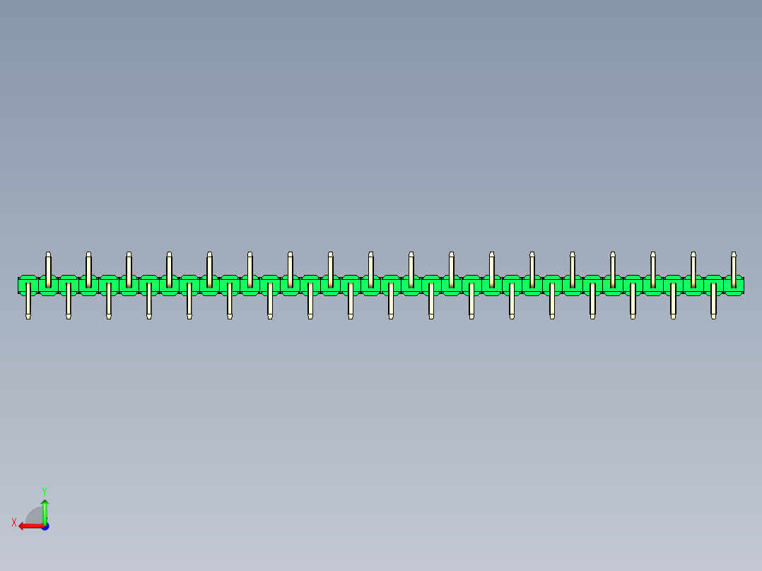 彩色公排针 100mil 2.54mm 系列-DS1022_green_36p_100mil_Type_SMT_R1_rev1.0后视图