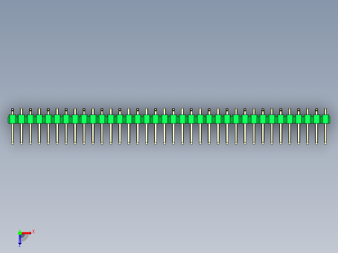 彩色公排针 100mil 2.54mm 系列-DS1022_green_36p_100mil_Type_SMT_R1_rev1.0俯视图