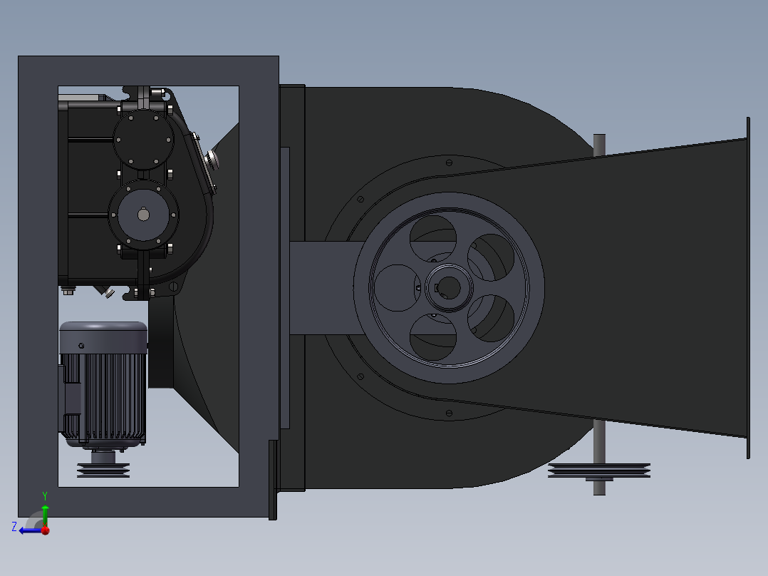 垃圾分拣装置结构设计-分选设备【三维SW模型】【含9张CAD图纸】右视图