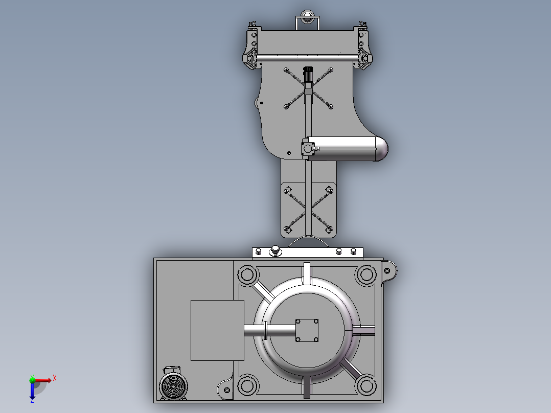 带桁架机器人自动上料的冲压机俯视图