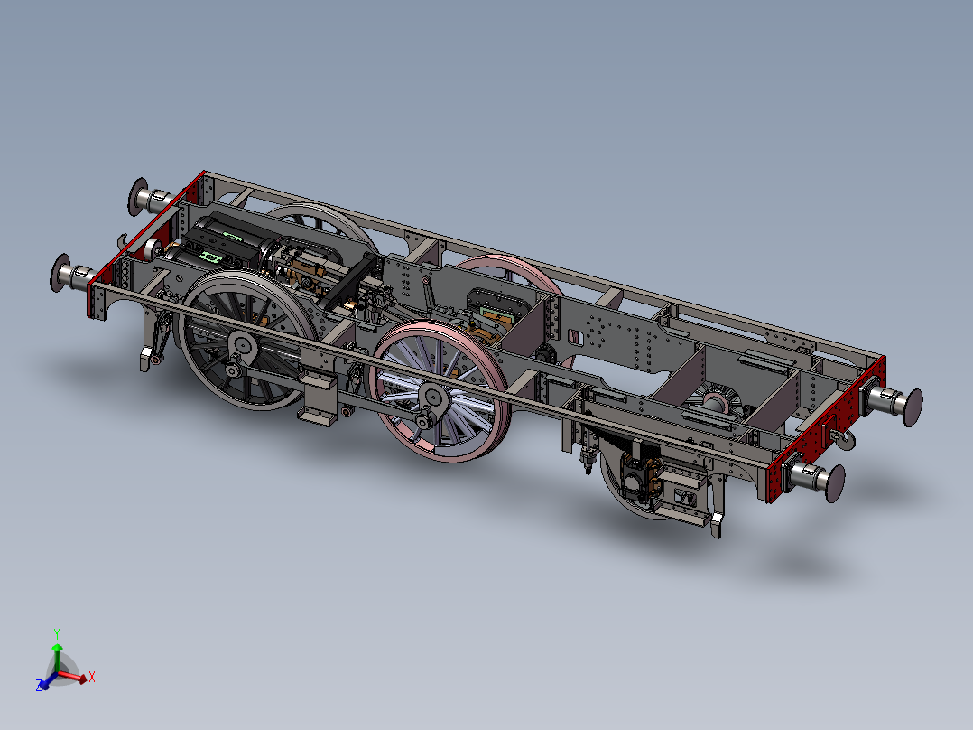 蒸汽车主框架+传动装置+<span style='color: red'>发动机</span>3D模型