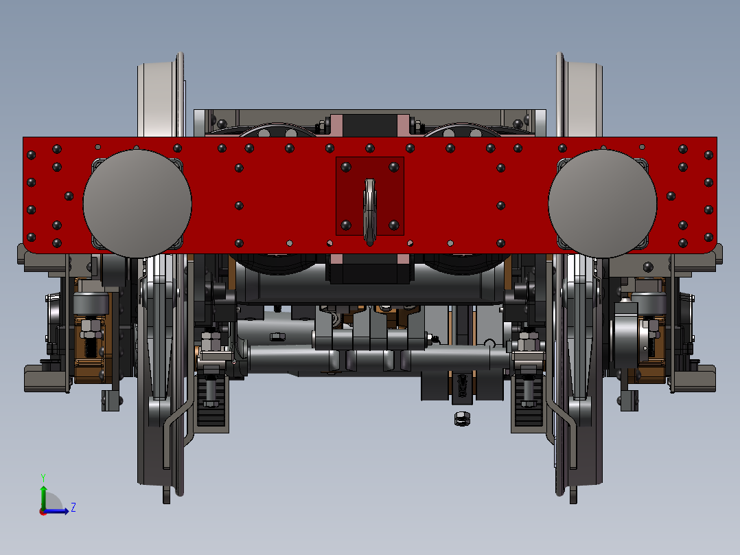 蒸汽车主框架+传动装置+发动机3D模型左视图
