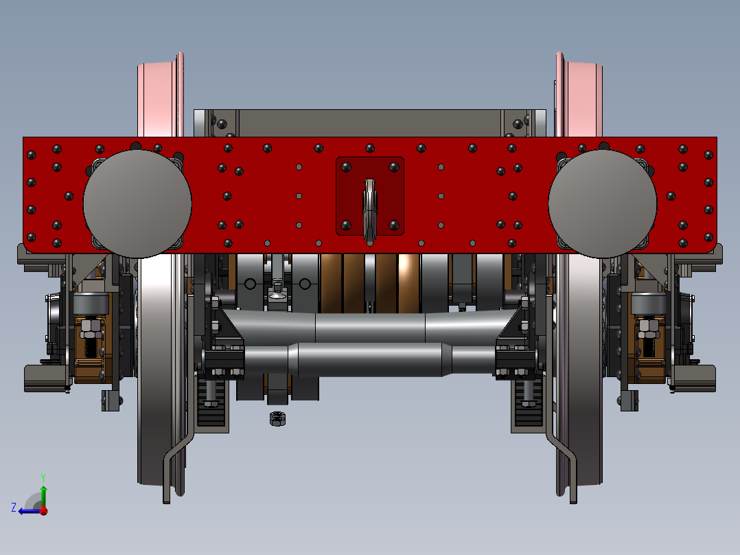 蒸汽车主框架+传动装置+发动机3D模型右视图