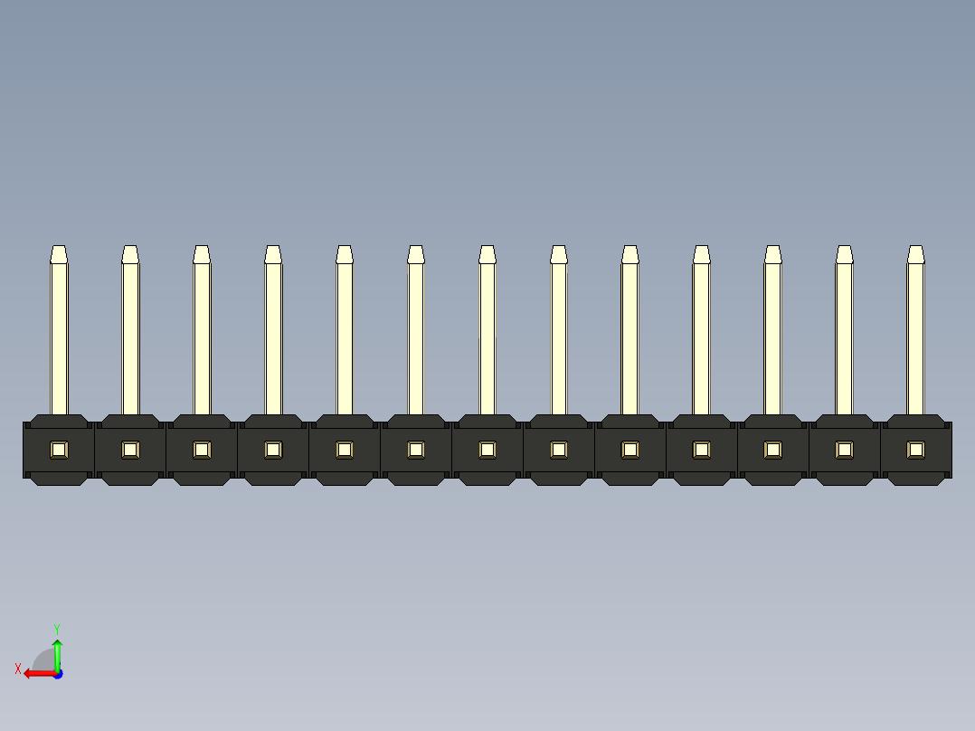 彩色公排针 100mil 2.54mm 系列-DS1022_black_13p_100mil_TypeU_rev1.0后视图