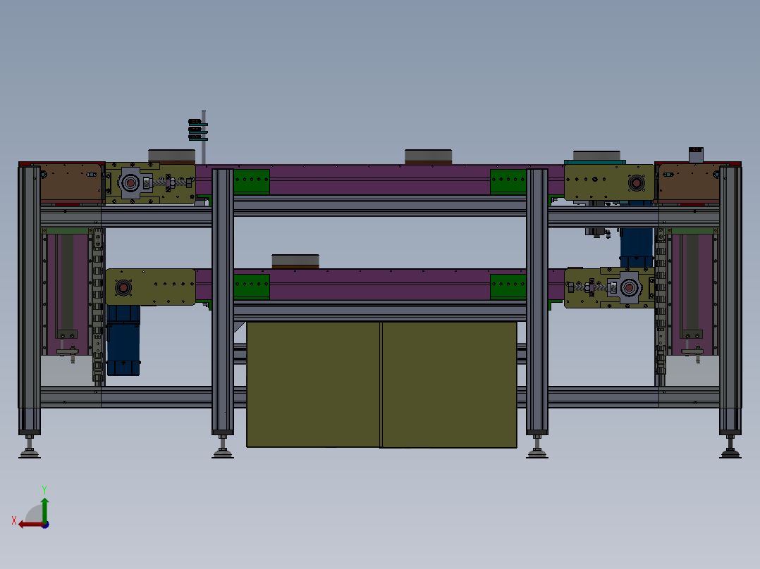 双层倍速链流水线（超详细的设计3D模型+工程图）后视图