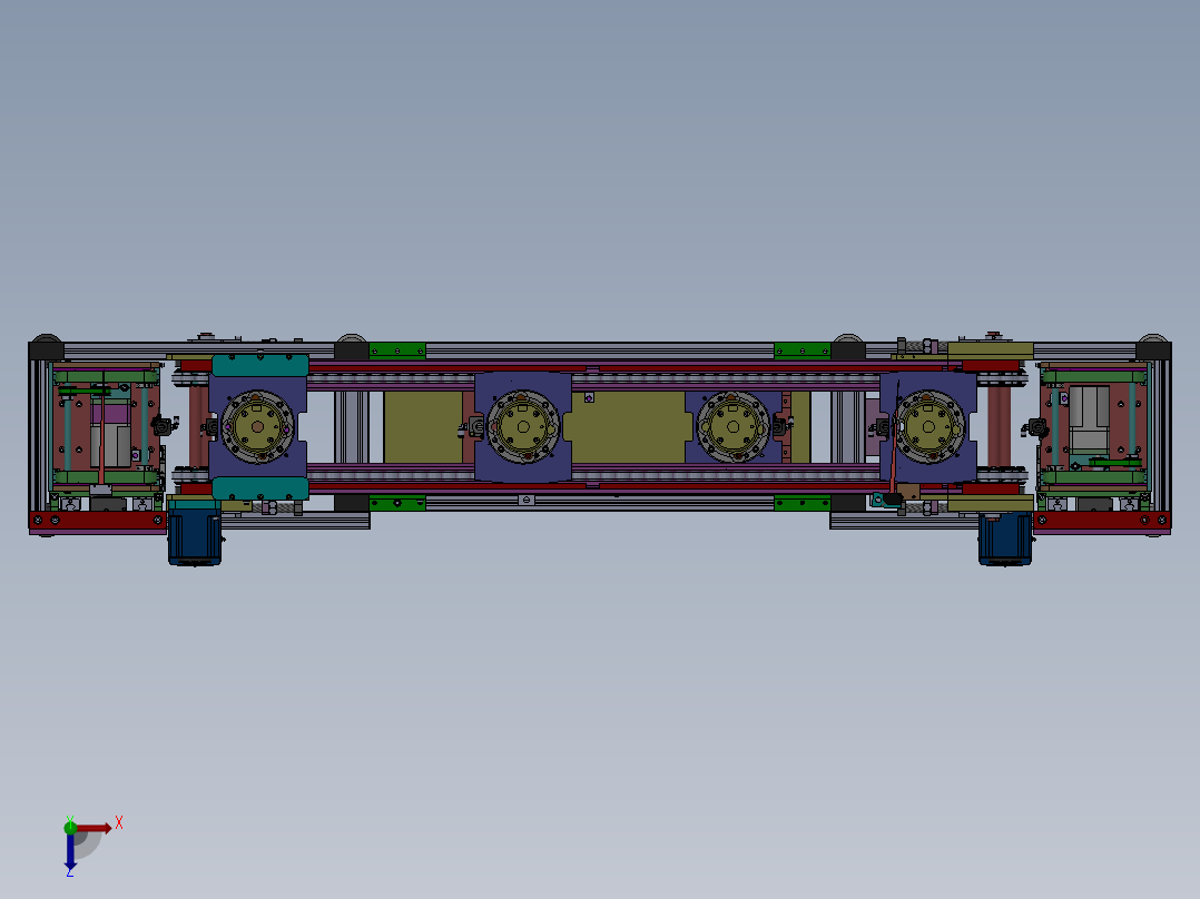 双层倍速链流水线（超详细的设计3D模型+工程图）俯视图