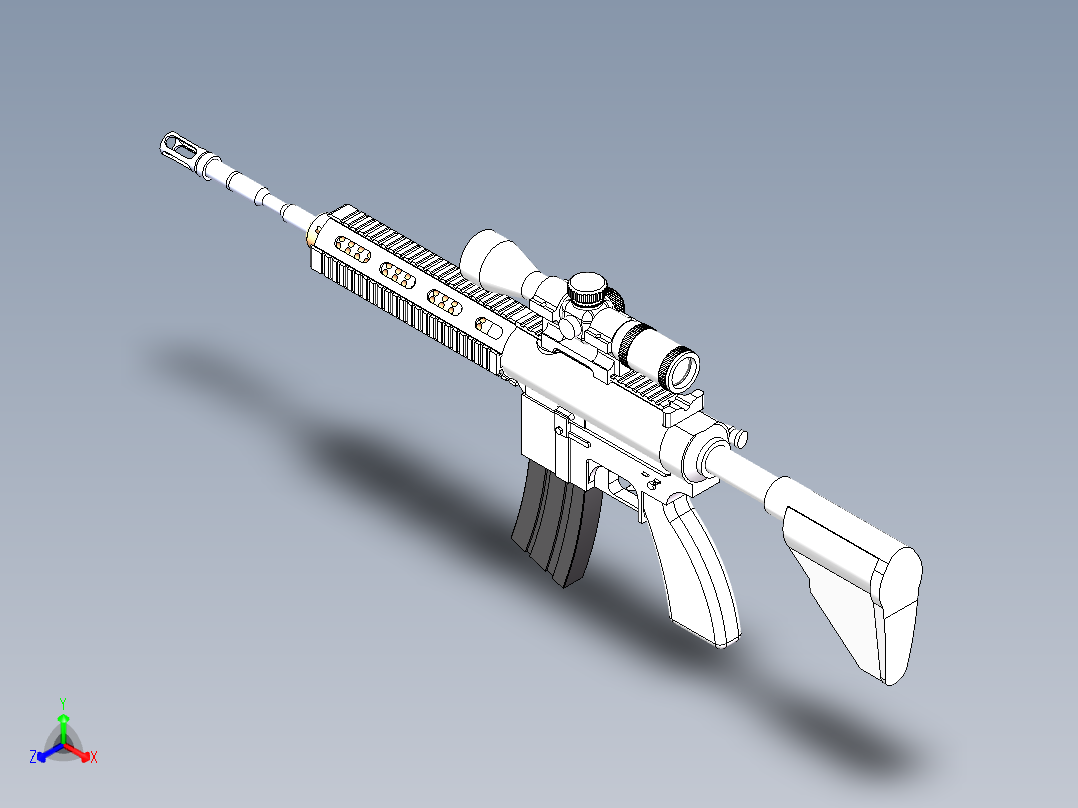 M416玩具枪（初音未来贴纸）正等轴测图