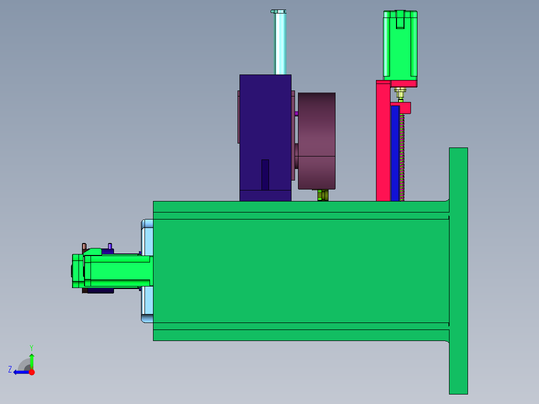 圆盘式换刀数控加工中心机床右视图