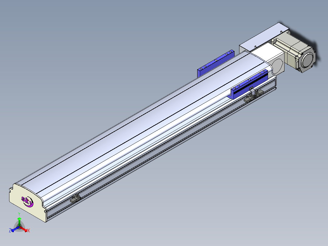同步带滑台-半封闭B17H-L50-S800-L-P75-D3正等轴测图