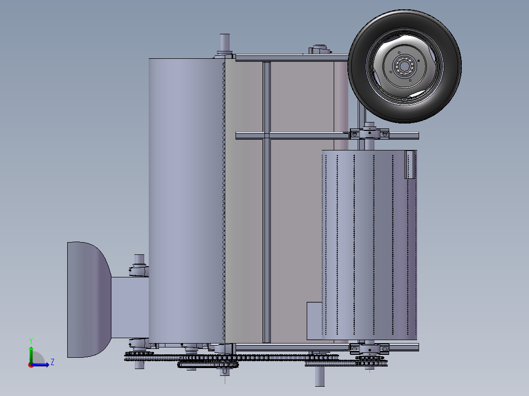 打瓜收获机破皮取籽机构的设计【三维SolidWorks】左视图