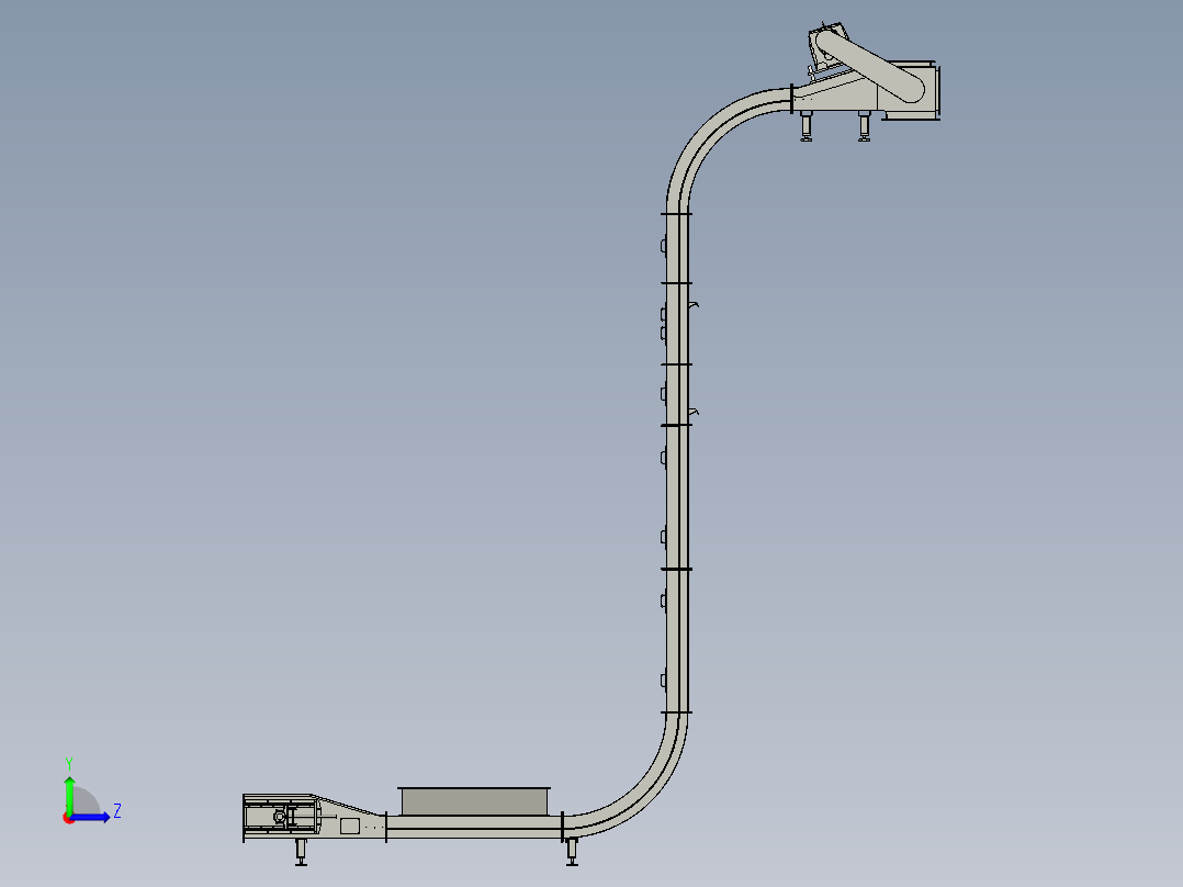 垂直刮板输送机三维Step左视图