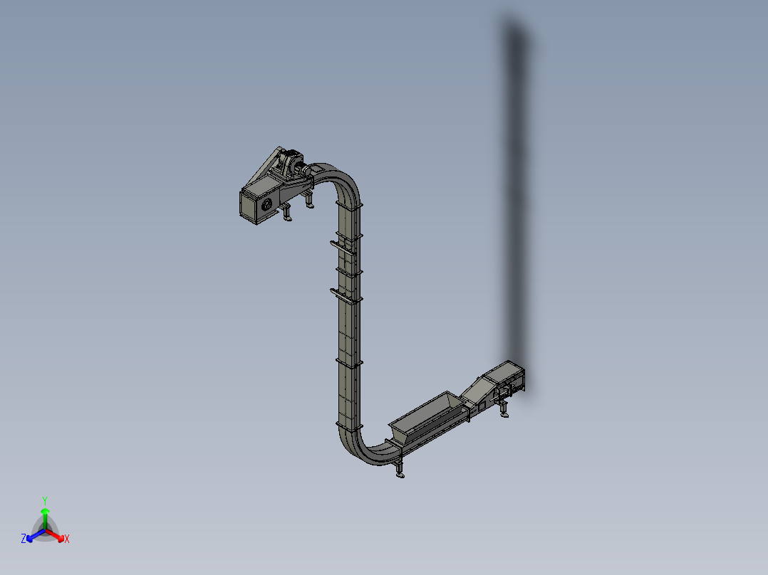 垂直刮板输送机三维Step正等轴测图