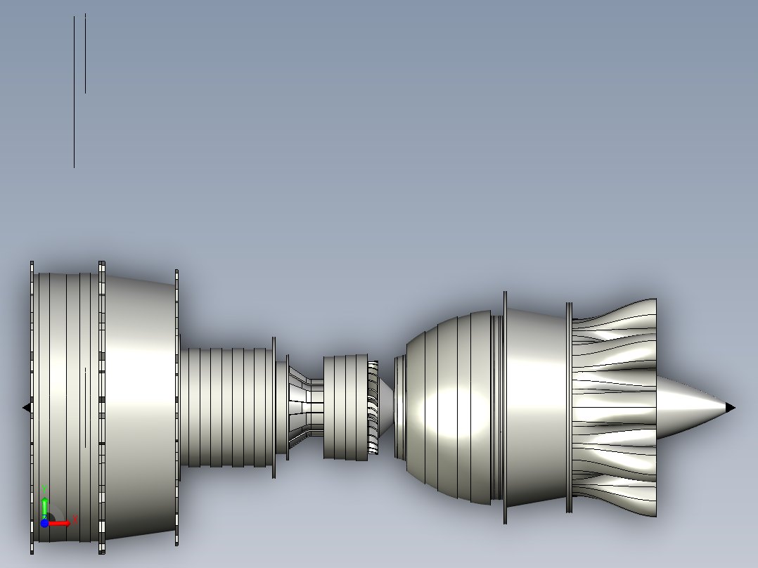 喷气发动机结构前视图