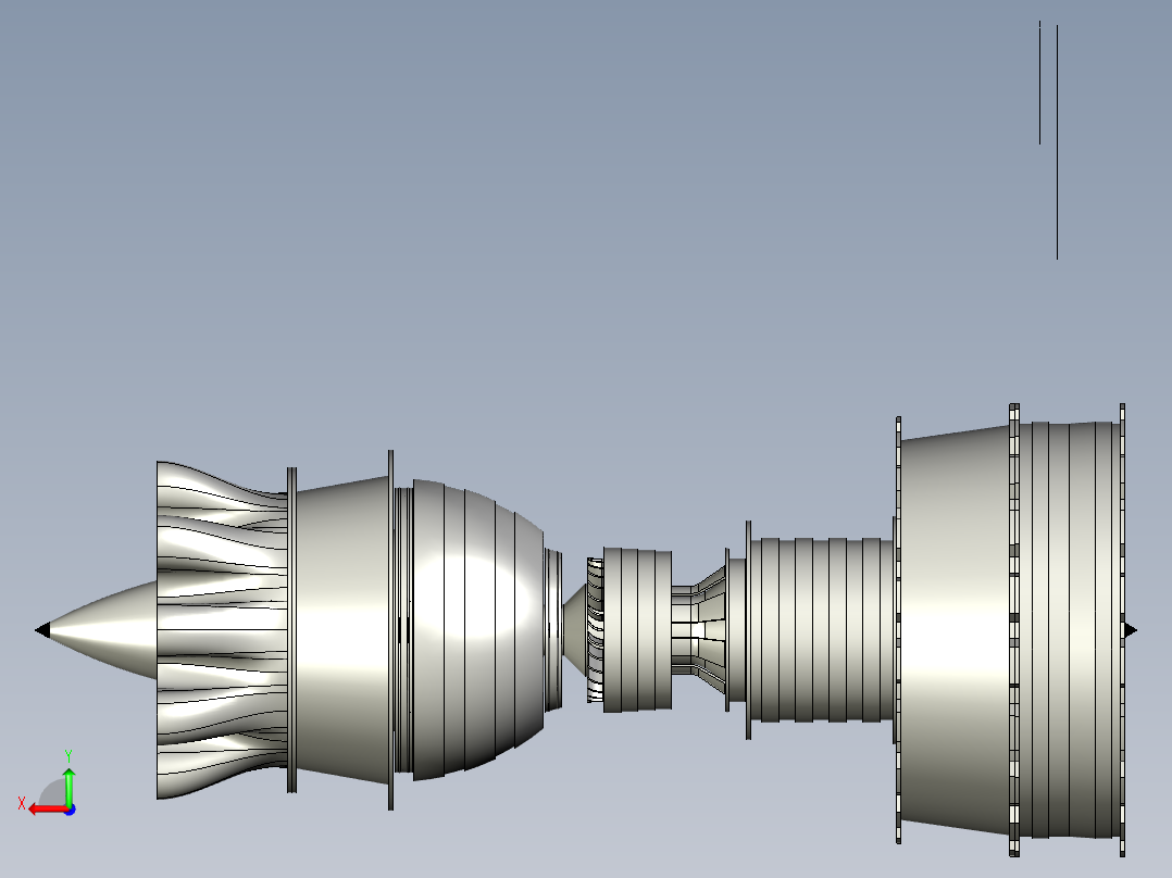 喷气发动机结构后视图