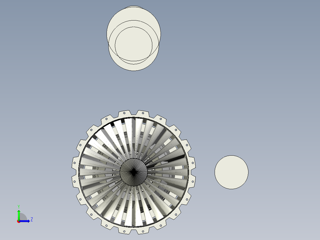 喷气发动机结构左视图