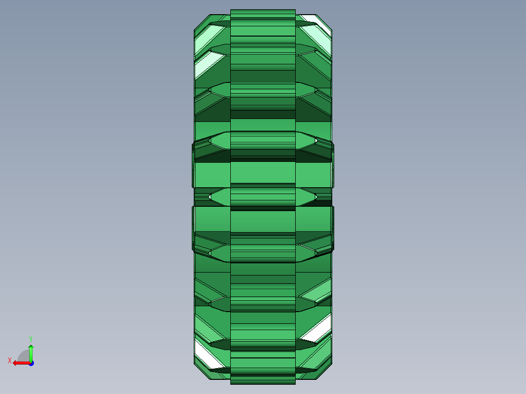 32269 Green Technic Gear 20 Tooth Double Bevel.STEP后视图