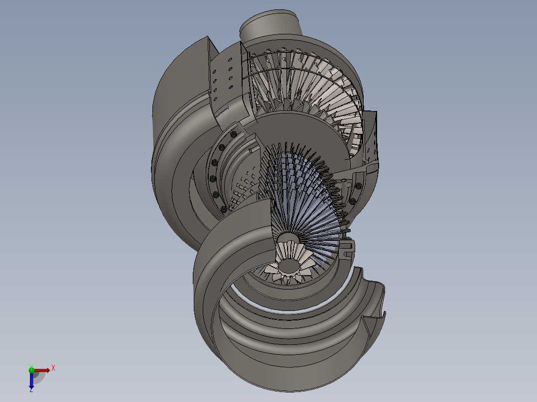 喷射燃气轮机136---模型格式为 sw俯视图