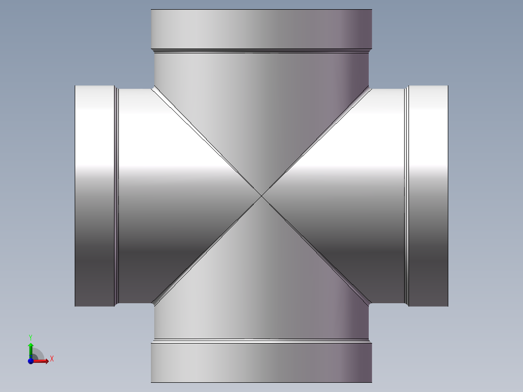 四通-等径内丝 DN50前视图
