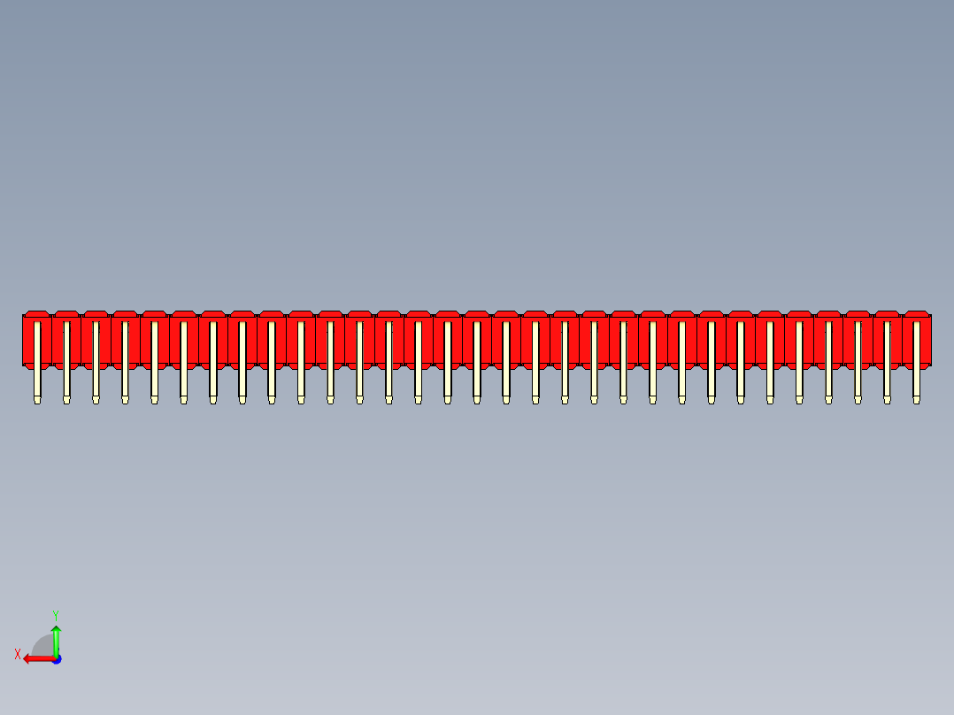 彩色公排针 100mil 2.54mm 系列-DS1022_red_2x31p_100mil_TypeD_rev1.0后视图
