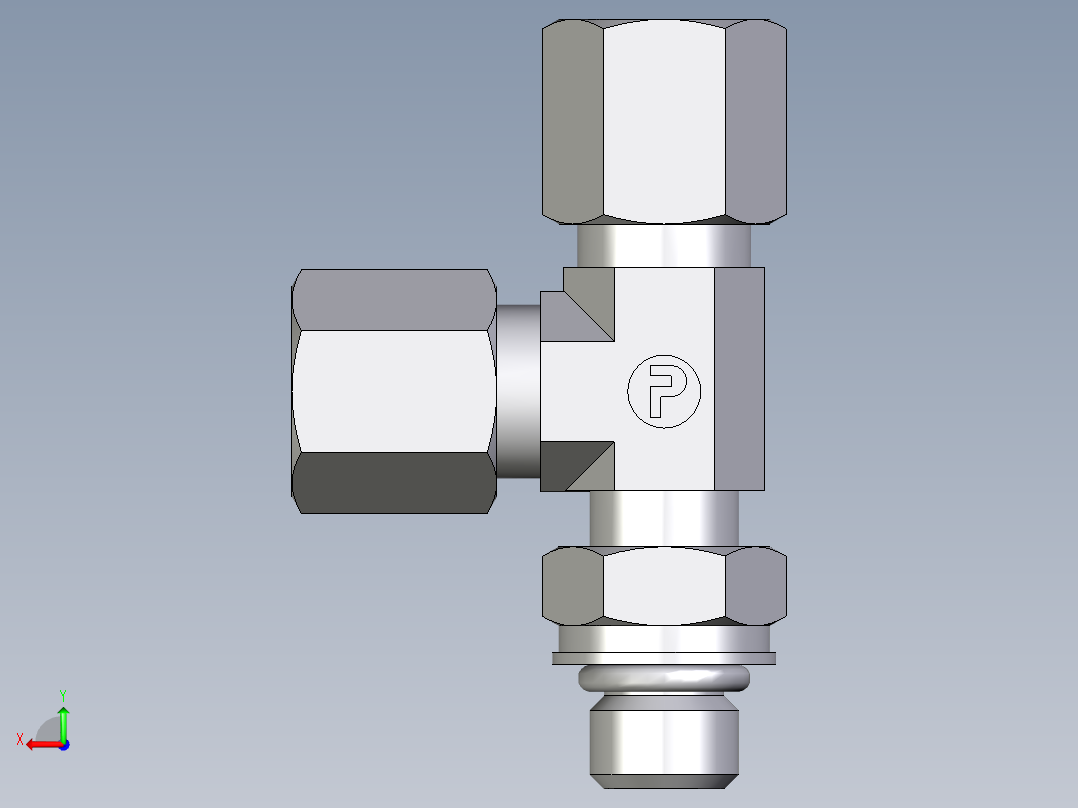 卡套式工业通用硬管接头EO_Adjustable_locknut_run_tee_LEE06ZSMORCF后视图