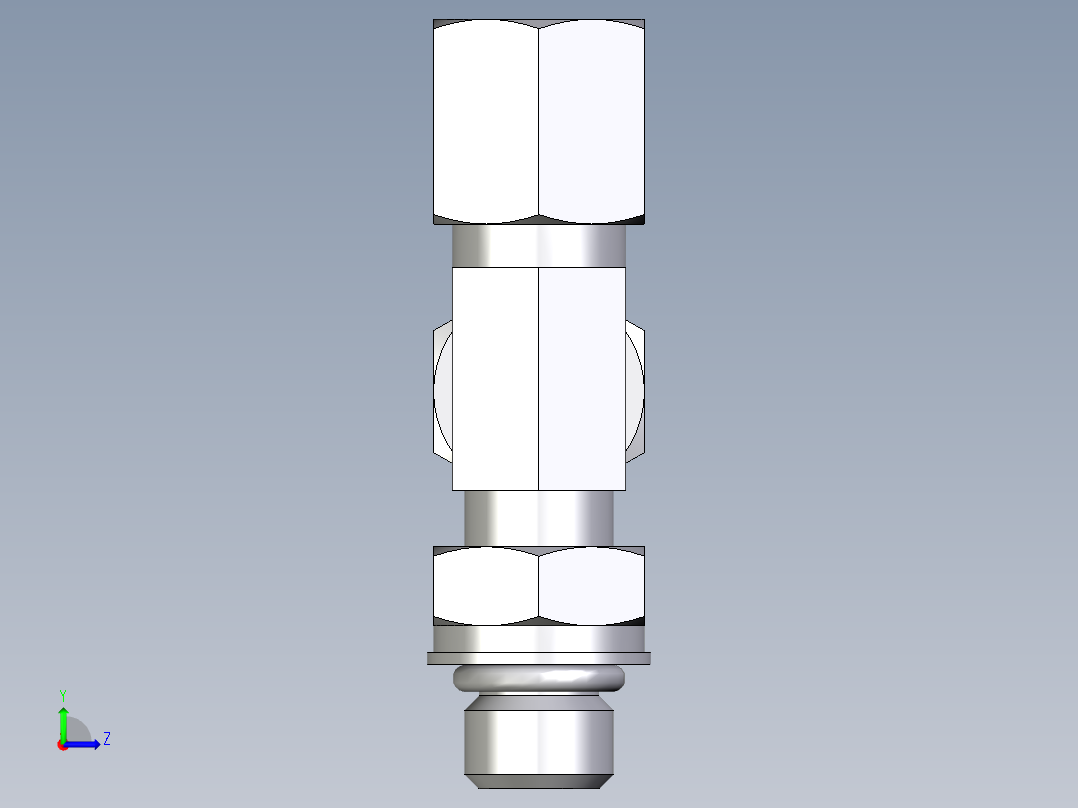 卡套式工业通用硬管接头EO_Adjustable_locknut_run_tee_LEE06ZSMORCF左视图