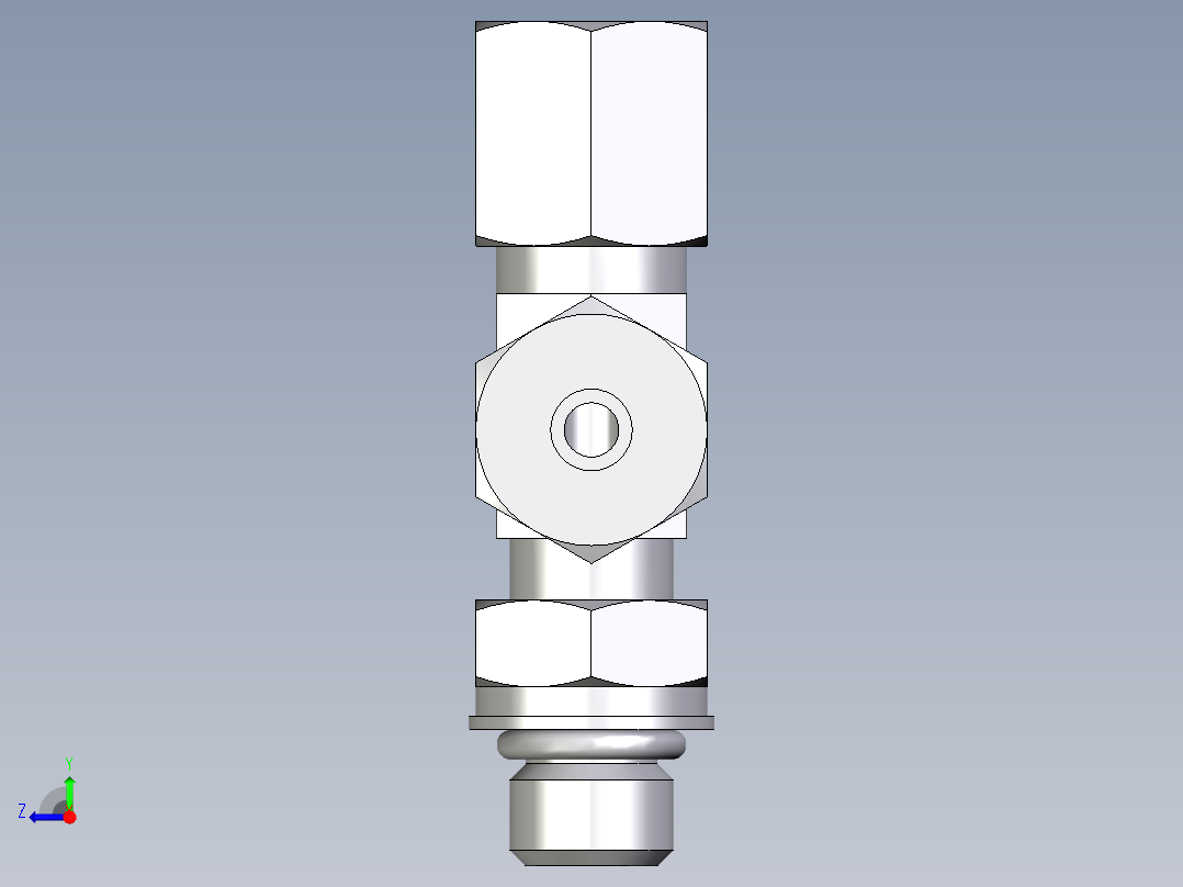 卡套式工业通用硬管接头EO_Adjustable_locknut_run_tee_LEE06ZSMORCF右视图