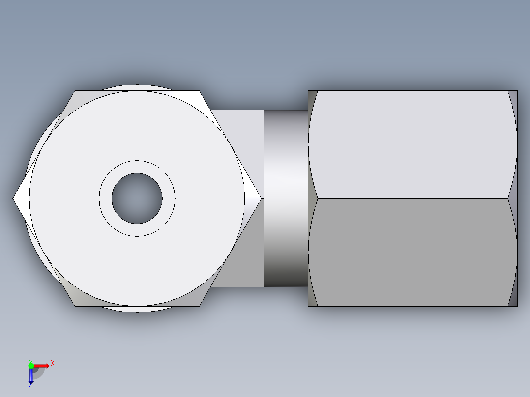 卡套式工业通用硬管接头EO_Adjustable_locknut_run_tee_LEE06ZSMORCF俯视图