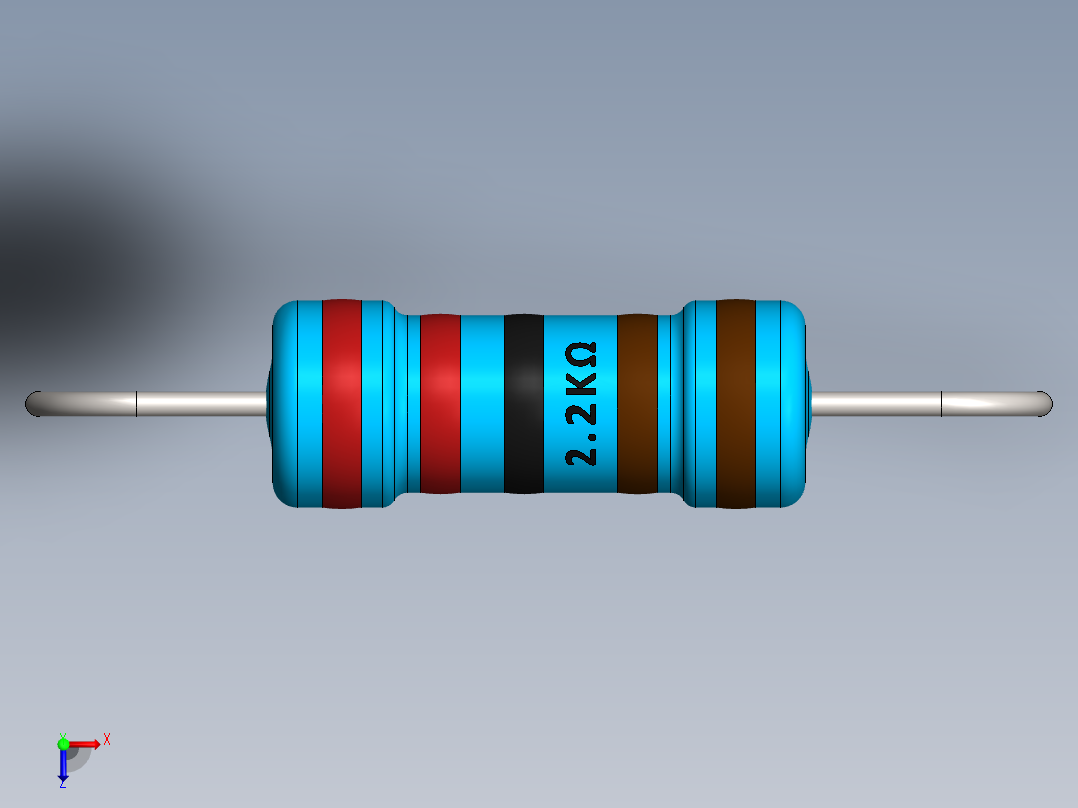 电容器 二极管 电阻器-Resistor 2.2K Ohm 1 Watt俯视图
