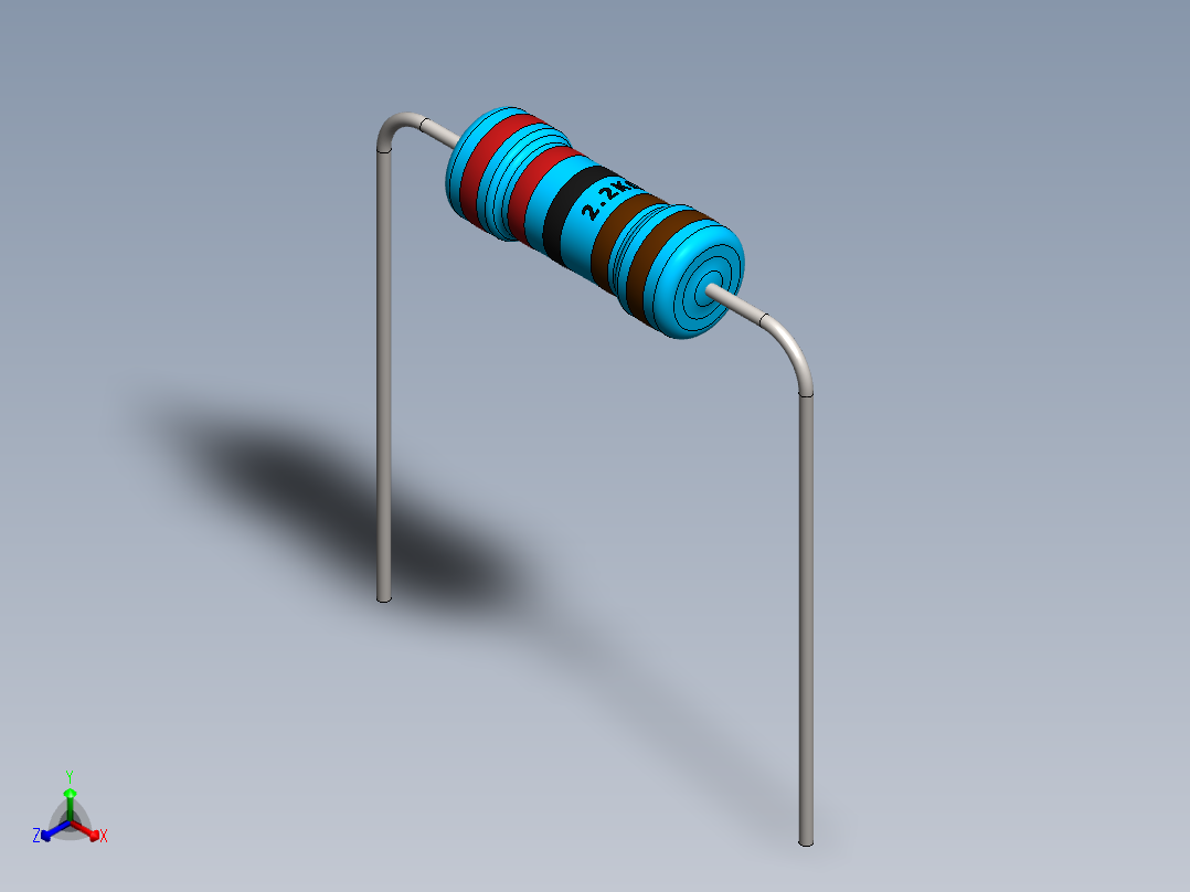 电容器 二极管 电阻器-Resistor 2.2K Ohm 1 Watt正等轴测图
