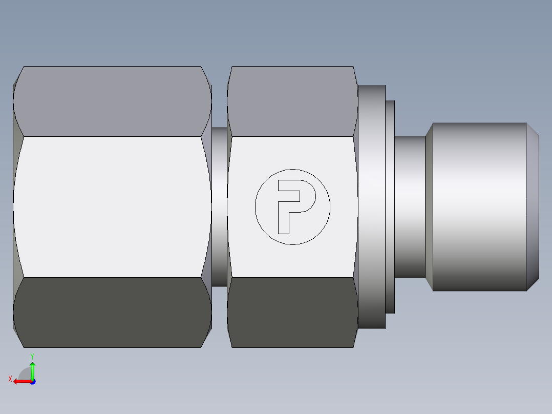 卡套式工业通用硬管接头EO_Swivel_connector_EGE08SREDCF后视图