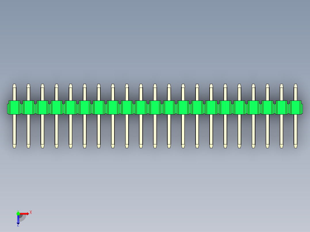 彩色公头100mil（2.54mm）系列-DS1021_green_3x21p_100mil_Type1_rev1.0俯视图