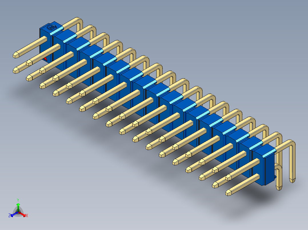 彩色公排针 100mil 2.54mm 系列-DS1022_blue_2x17p_100mil_TypeD_rev1.0