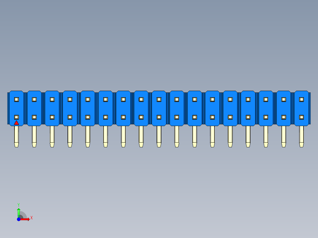 彩色公排针 100mil 2.54mm 系列-DS1022_blue_2x17p_100mil_TypeD_rev1.0前视图