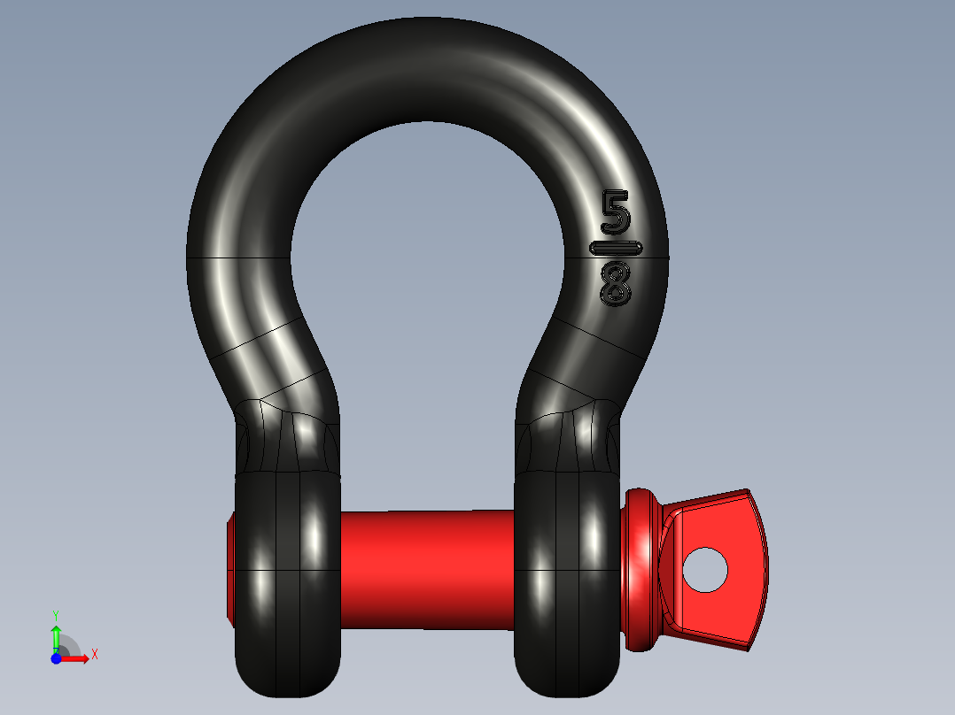 紧固件-STEP 0.6250 D-Ring Shackle前视图