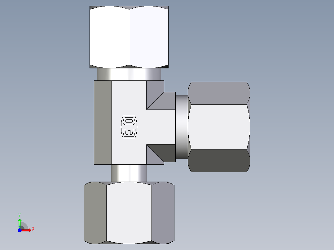 卡套式工业通用硬管接头EO_Standpipe_run_tee_EVL10SCF前视图