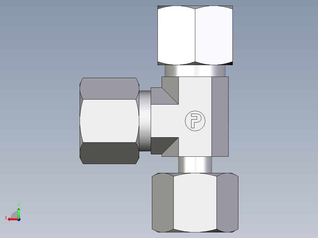 卡套式工业通用硬管接头EO_Standpipe_run_tee_EVL10SCF后视图