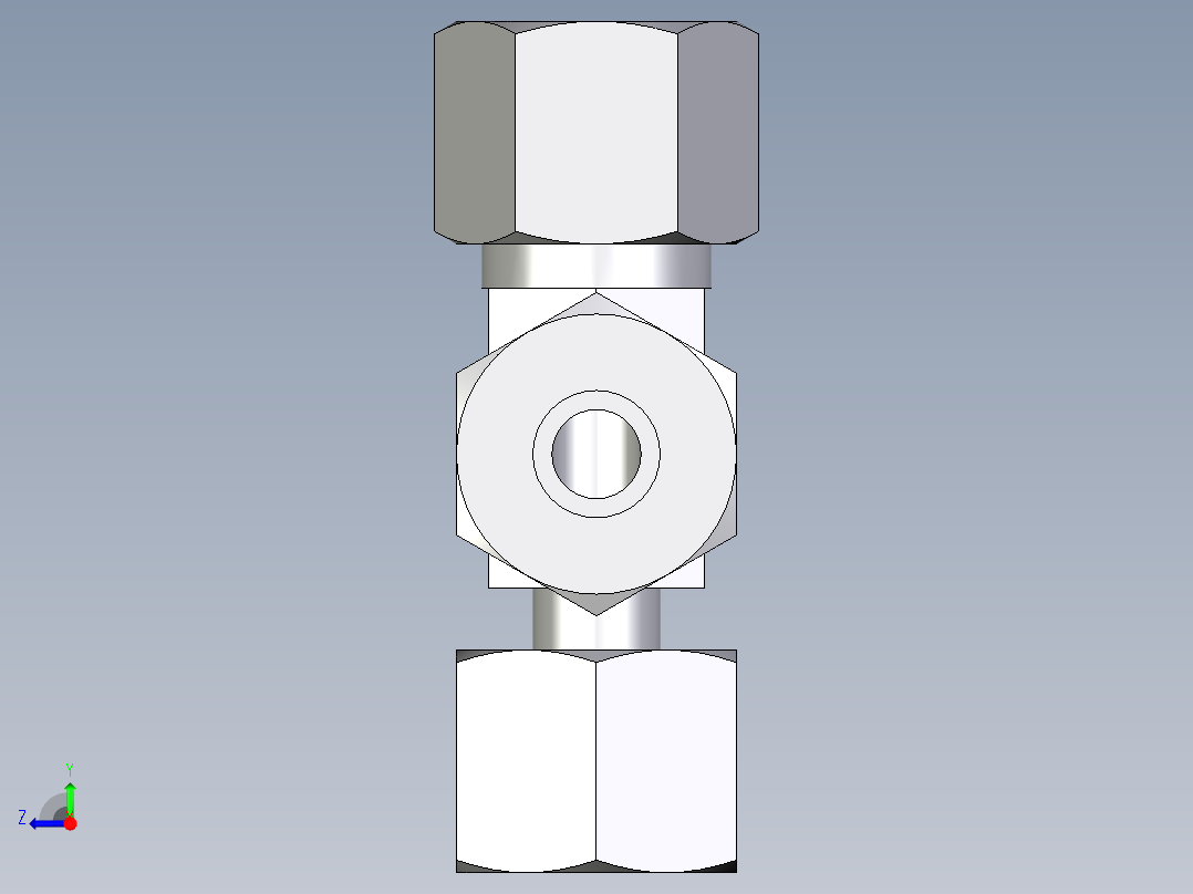 卡套式工业通用硬管接头EO_Standpipe_run_tee_EVL10SCF右视图