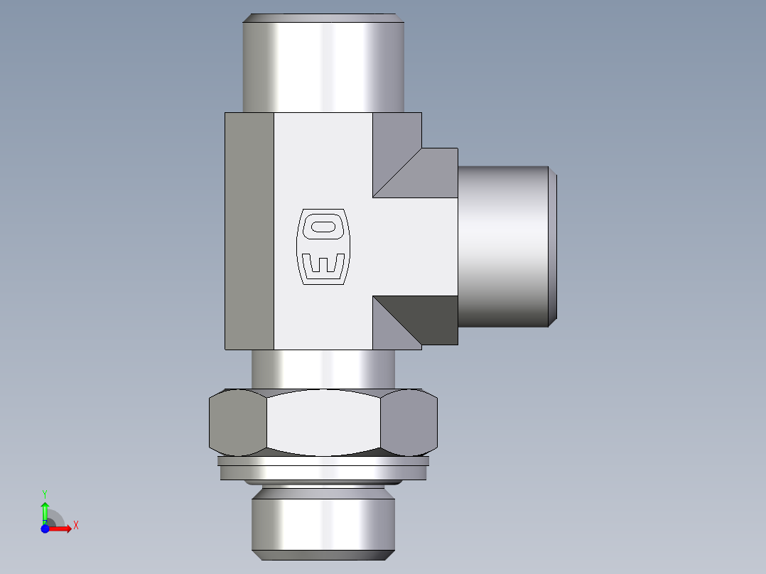 卡套式工业通用硬管接头EO_Adjustable_locknut_run_tee_LEE12LMOMDCF前视图
