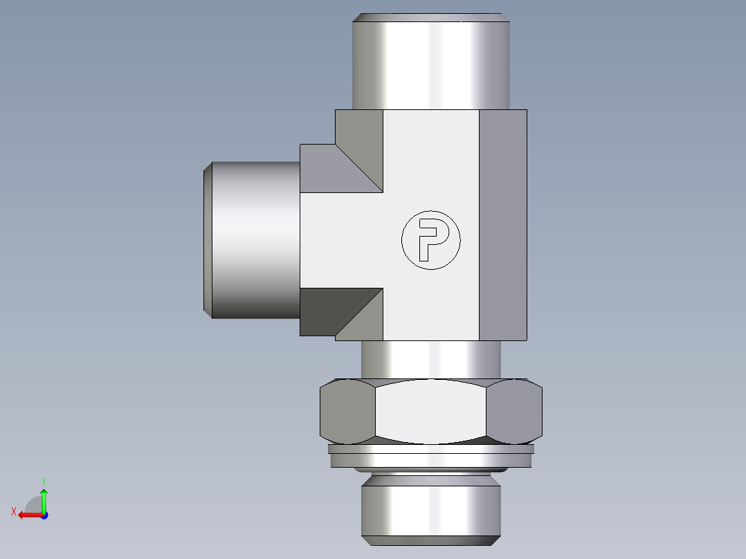 卡套式工业通用硬管接头EO_Adjustable_locknut_run_tee_LEE12LMOMDCF后视图