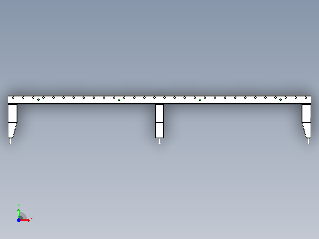 重力滚筒输送机3000mm-igs stl前视图