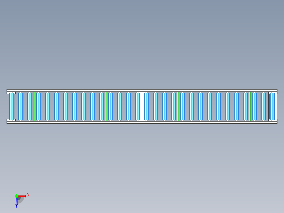 重力滚筒输送机3000mm-igs stl俯视图