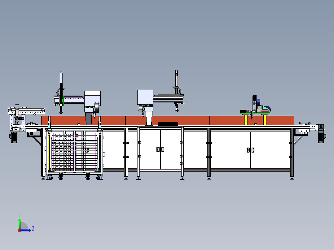 PCB自动上料注胶烘干线sw21可编辑左视图